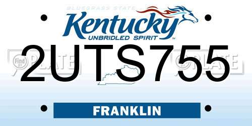 2UTS755 Kentucky License Plate