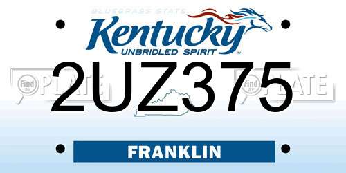 2UZ375 Kentucky License Plate