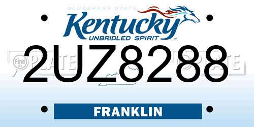 2UZ8288 Kentucky License Plate
