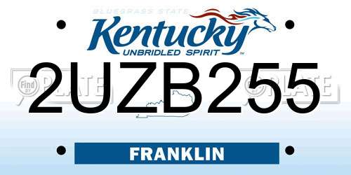 2UZB255 Kentucky License Plate