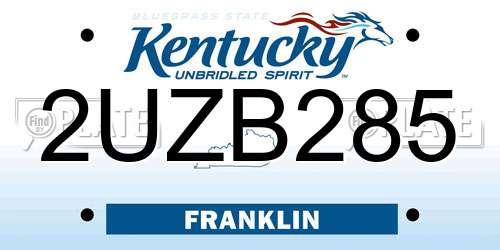 2UZB285 Kentucky License Plate