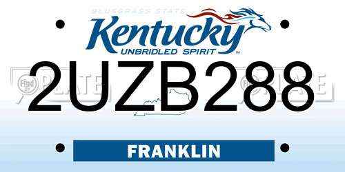 2UZB288 Kentucky License Plate