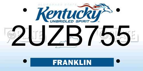 2UZB755 Kentucky License Plate