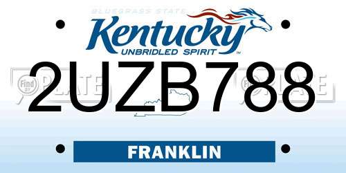 2UZB788 Kentucky License Plate