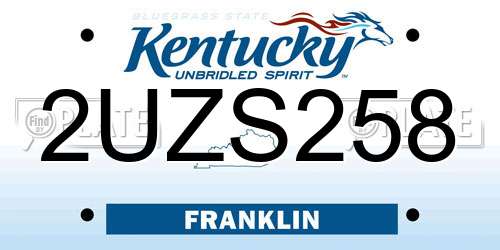 2UZS258 Kentucky License Plate