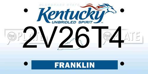 2V26T4 Kentucky License Plate
