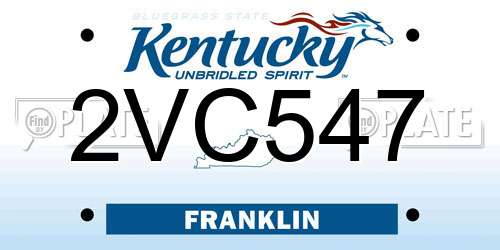 2VC547 Kentucky License Plate