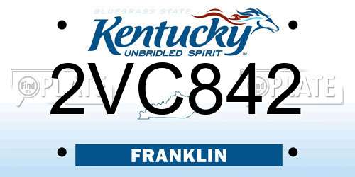 2VC842 Kentucky License Plate