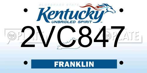 2VC847 Kentucky License Plate