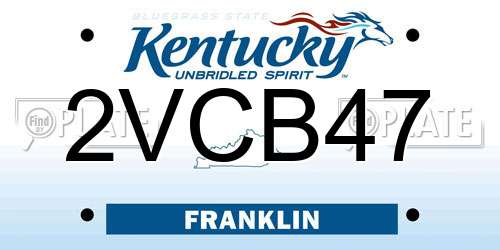 2VCB47 Kentucky License Plate