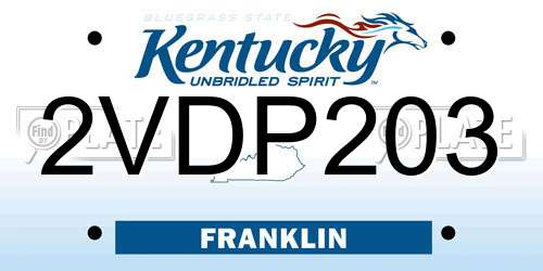 2VDP203 Kentucky License Plate