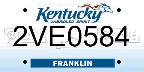 2VE0584 Kentucky License Plate