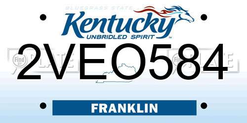 2VEO584 Kentucky License Plate