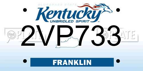2VP733 Kentucky License Plate