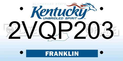 2VQP203 Kentucky License Plate