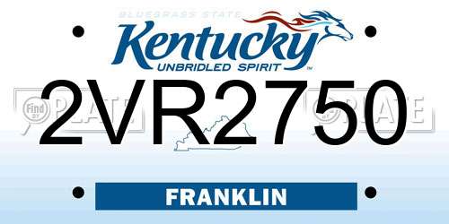 2VR2750 Kentucky License Plate