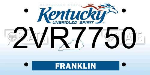 2VR7750 Kentucky License Plate