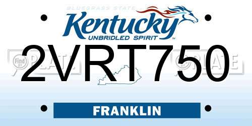 2VRT750 Kentucky License Plate