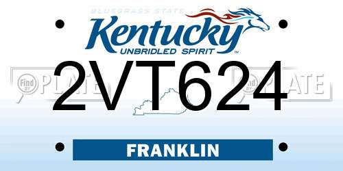 2VT624 Kentucky License Plate