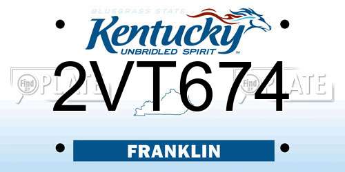 2VT674 Kentucky License Plate