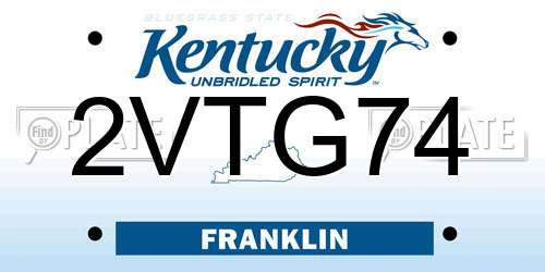 2VTG74 Kentucky License Plate