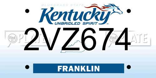 2VZ674 Kentucky License Plate