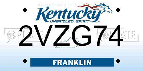 2VZG74 Kentucky License Plate