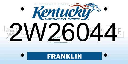 2W26044 Kentucky License Plate