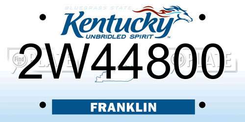 2W44800 Kentucky License Plate