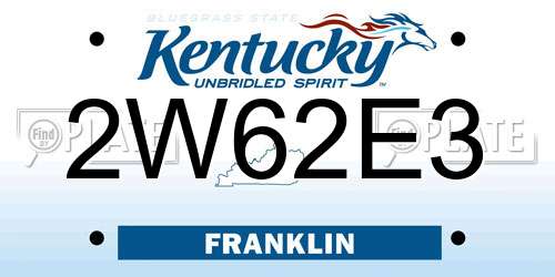 2W62E3 Kentucky License Plate