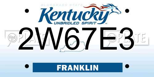 2W67E3 Kentucky License Plate