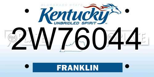 2W76044 Kentucky License Plate