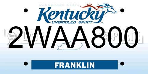 2WAA800 Kentucky License Plate