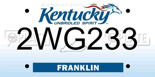 2WG233 Kentucky License Plate