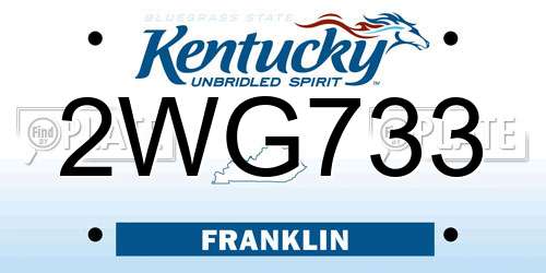 2WG733 Kentucky License Plate