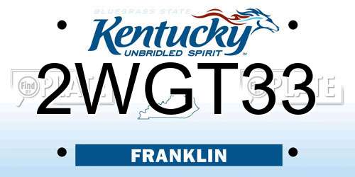 2WGT33 Kentucky License Plate