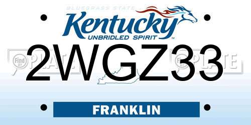 2WGZ33 Kentucky License Plate