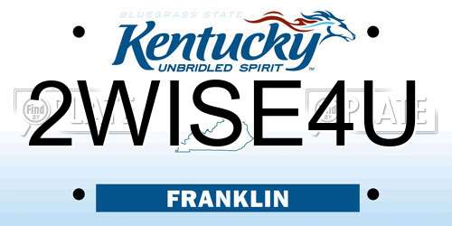 2WISE4U Kentucky License Plate