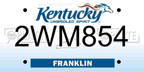 2WM854 Kentucky License Plate