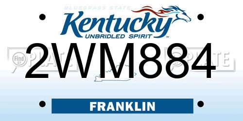 2WM884 Kentucky License Plate