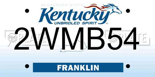 2WMB54 Kentucky License Plate