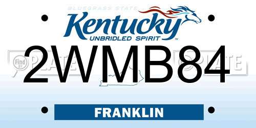 2WMB84 Kentucky License Plate