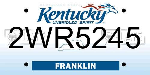 2WR5245 Kentucky License Plate