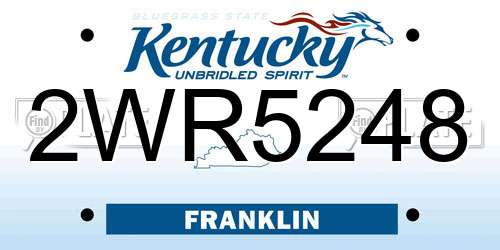 2WR5248 Kentucky License Plate