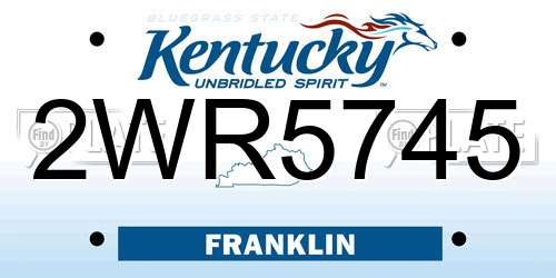 2WR5745 Kentucky License Plate