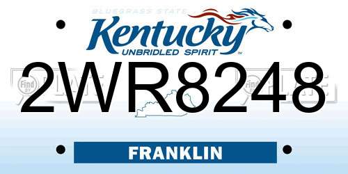 2WR8248 Kentucky License Plate