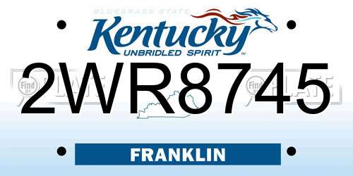2WR8745 Kentucky License Plate