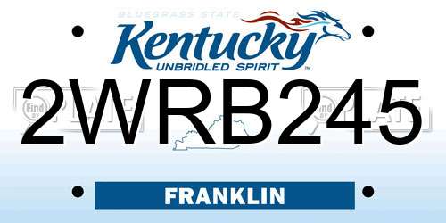 2WRB245 Kentucky License Plate