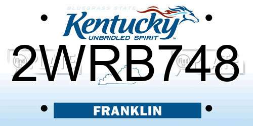 2WRB748 Kentucky License Plate