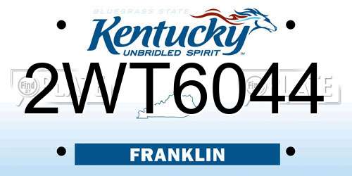 2WT6044 Kentucky License Plate